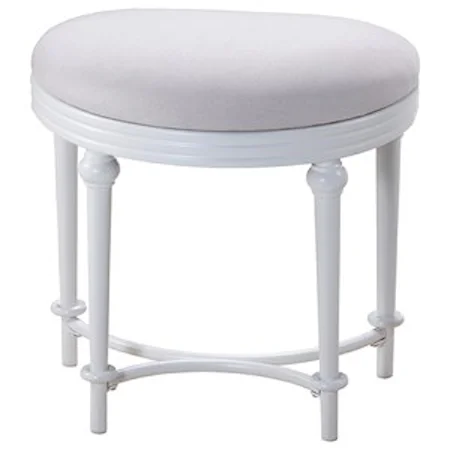 Oval Vanity Stool with Upholstered Off-White Seat